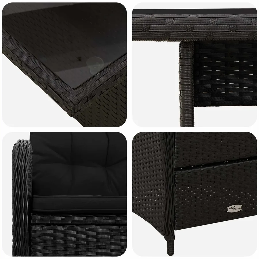 Ensemble de repas extérieur 5 pcs Noir polyrotin - 7
