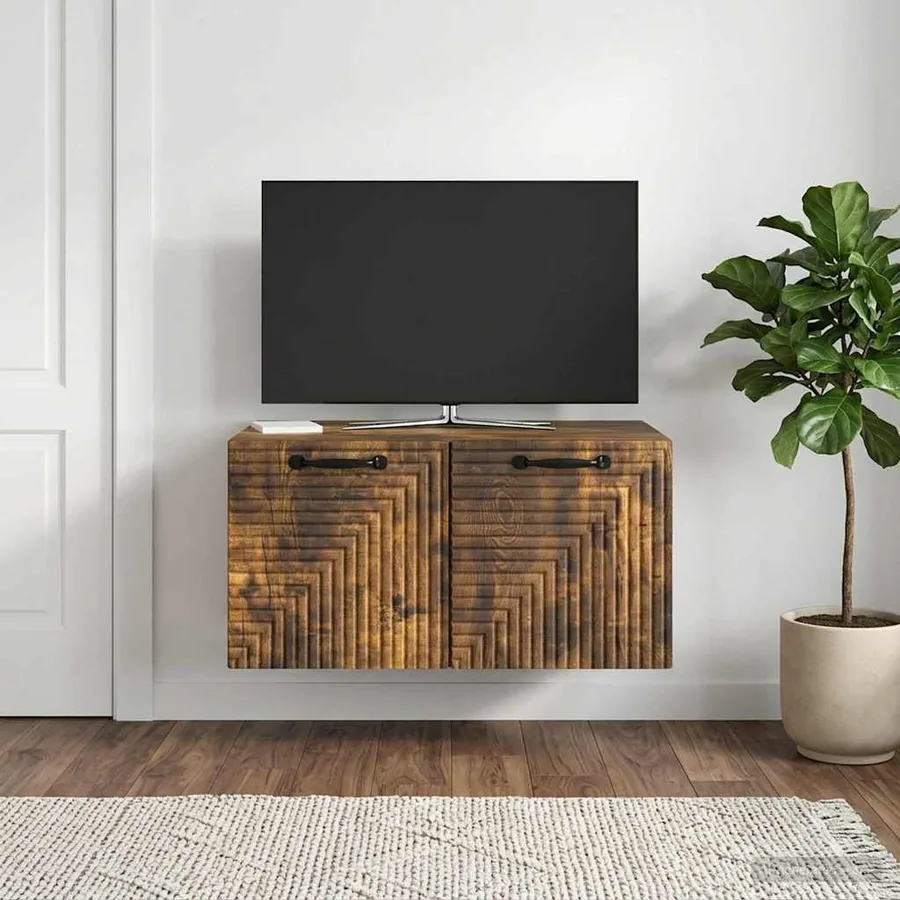 Meuble TV mural Chêne fumé 59,5 x 41 x 30 cm Bois d'ingénierie