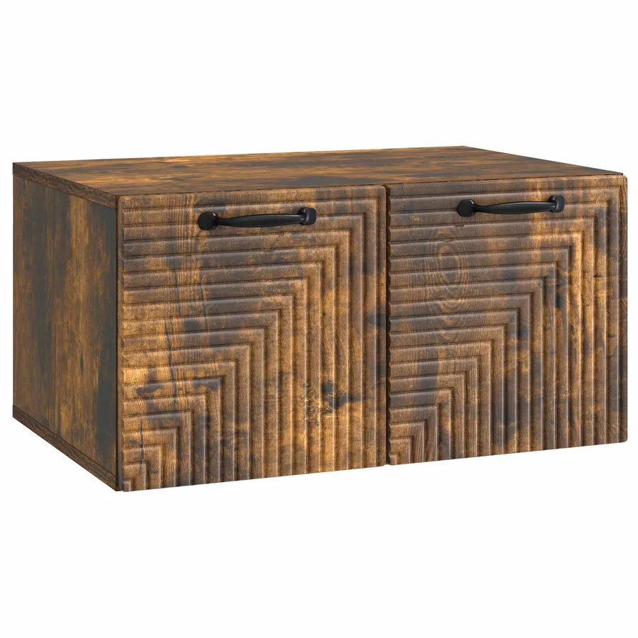 Meuble TV mural Chêne fumé 59,5 x 41 x 30 cm Bois d'ingénierie - 2