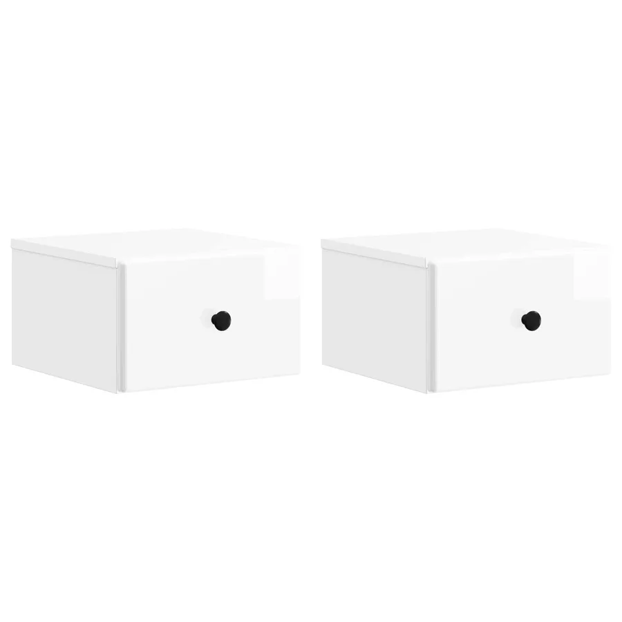 Cabinet de chevet mural 2 pcs Blanc brillant 34,5 x 33 x 20 cm - 2