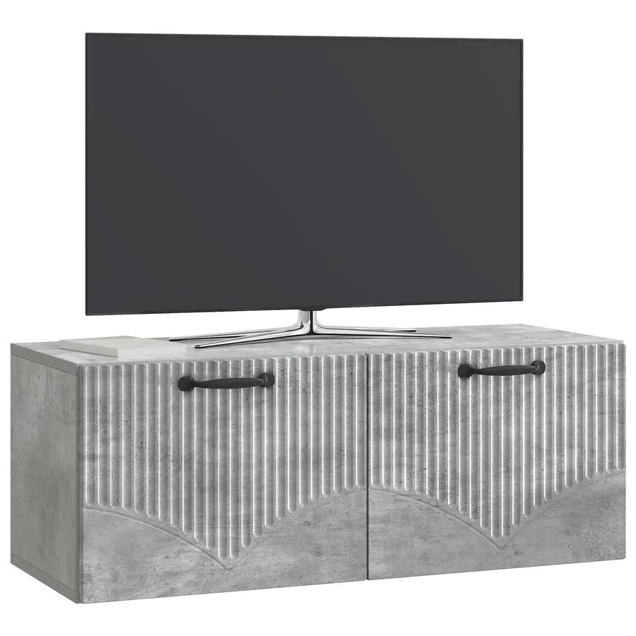 Meuble TV mural Gris béton 78,5 x 31 x 30 cm Bois d'ingénierie - 3