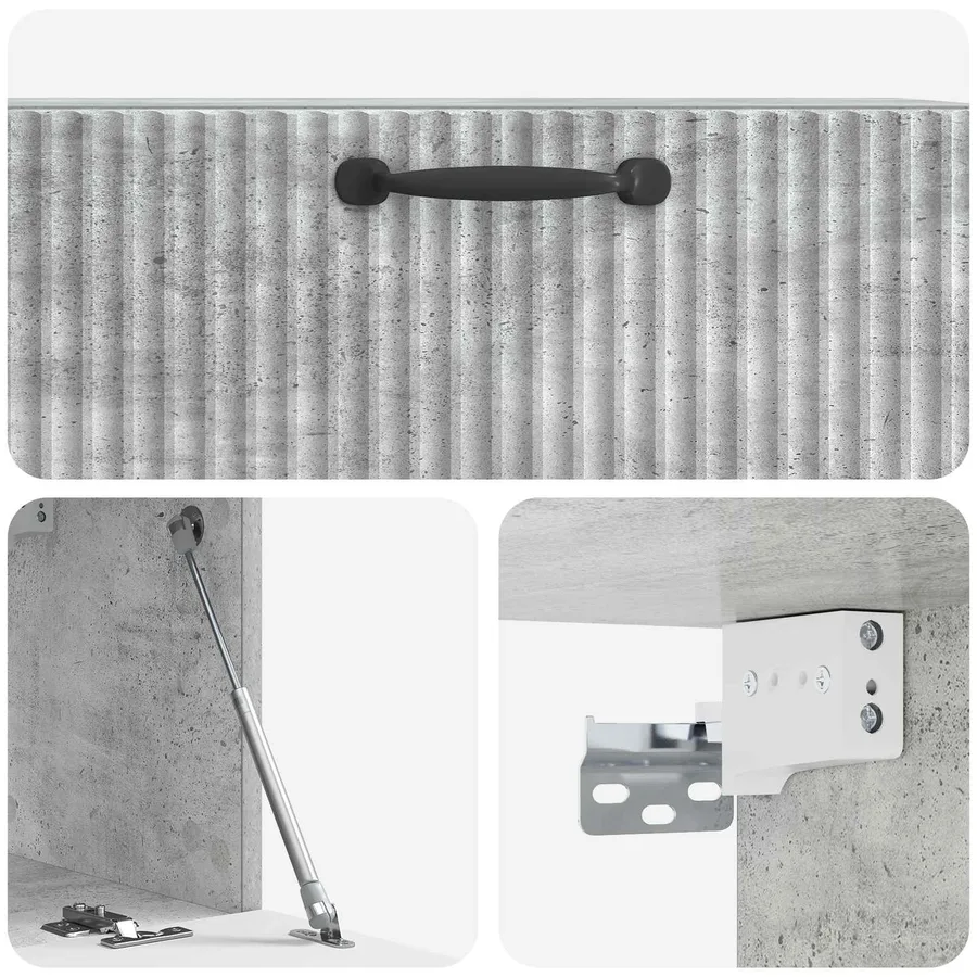 Meuble TV mural Gris béton 78,5 x 31 x 30 cm Bois d'ingénierie - 9