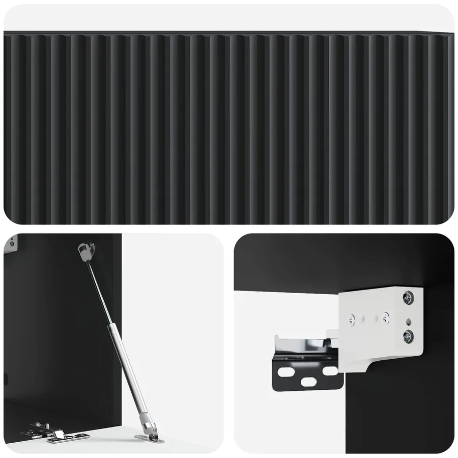 Meuble TV mural Noir 78,5 x 31 x 30 cm Bois d'ingénierie - 9
