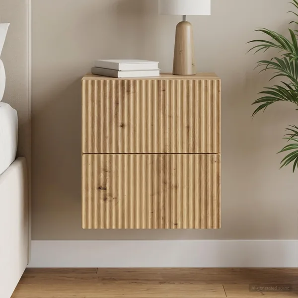 Cabinet de chevet mural Chêne artisanal 33 x 34,5 x 40 cm