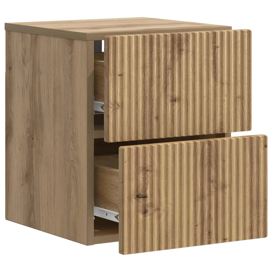 Cabinet de chevet mural Chêne artisanal 33 x 34,5 x 40 cm - 4