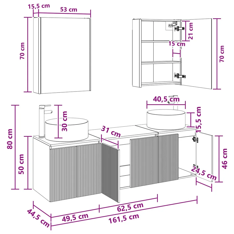 Ensemble d'armoire de salle de bain 5 pcs Chêne Sonoma - 14