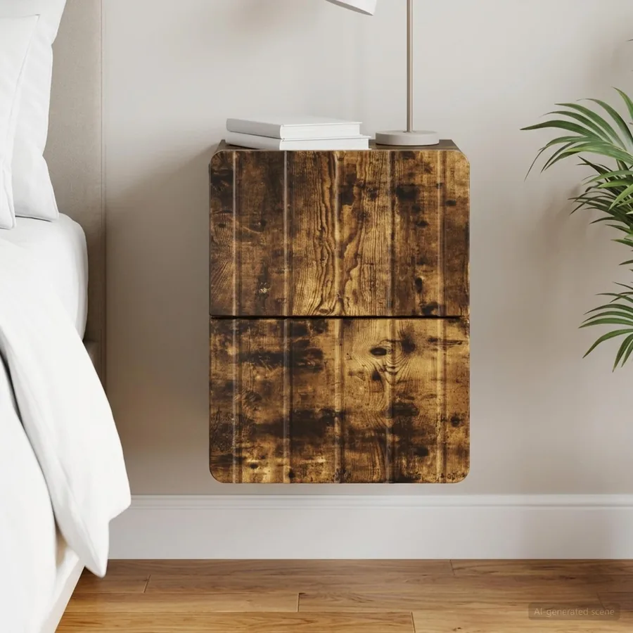 Cabinet de chevet mural Chêne fumé 33 x 34,5 x 43 cm