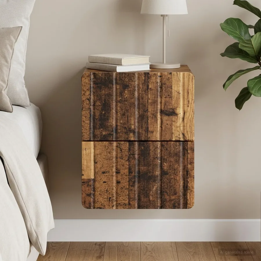 Cabinet de chevet mural Bois ancien 33 x 34,5 x 43 cm