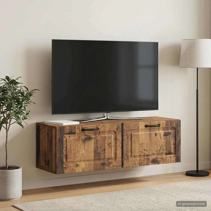 Meuble TV mural Bois ancien 98 x 31 x 30 cm Bois d'ingénierie