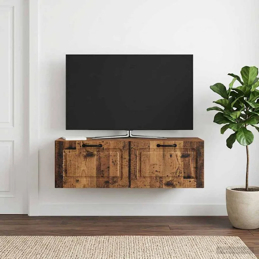 Meuble TV mural Bois ancien 98 x 31 x 30 cm Bois d'ingénierie - 4