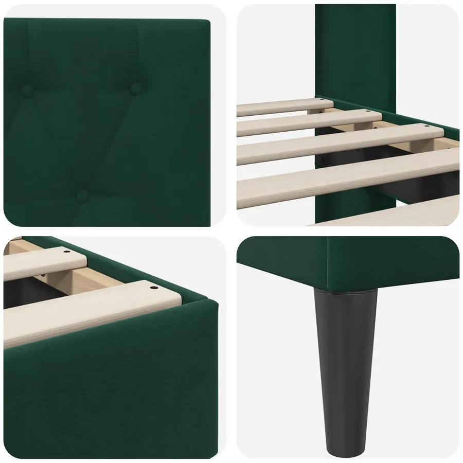Cadre de lit avec tête de lit Vert foncé 160 x 200 cm Velours - 7