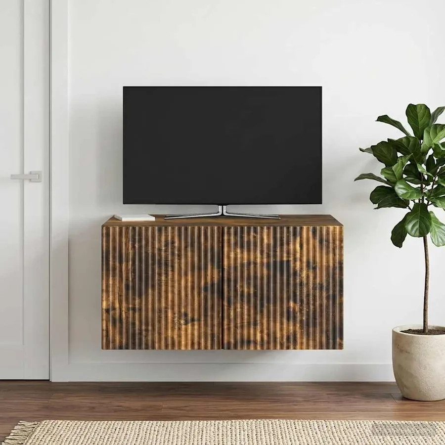 Meuble TV mural Chêne fumé 59,5 x 41 x 30 cm Bois d'ingénierie