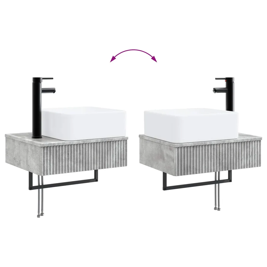 Ensemble de mobilier de salle de bain 4 pcs Gris béton - 9