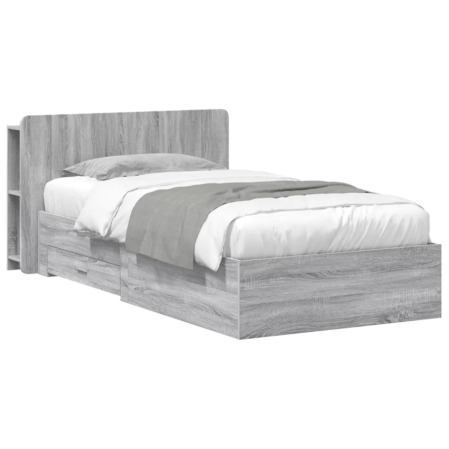 Cadre de lit avec rangement Sonoma gris 100 x 200 cm