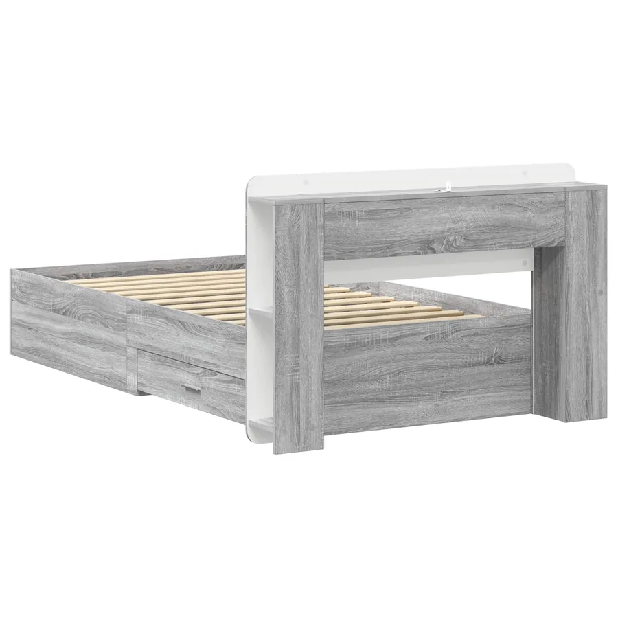Cadre de lit avec rangement Sonoma gris 100 x 200 cm - 5