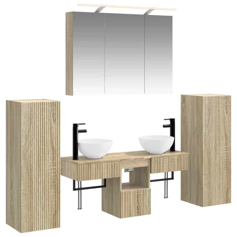 Ensemble de mobilier de salle de bain 6 pcs Chêne Sonoma - 2