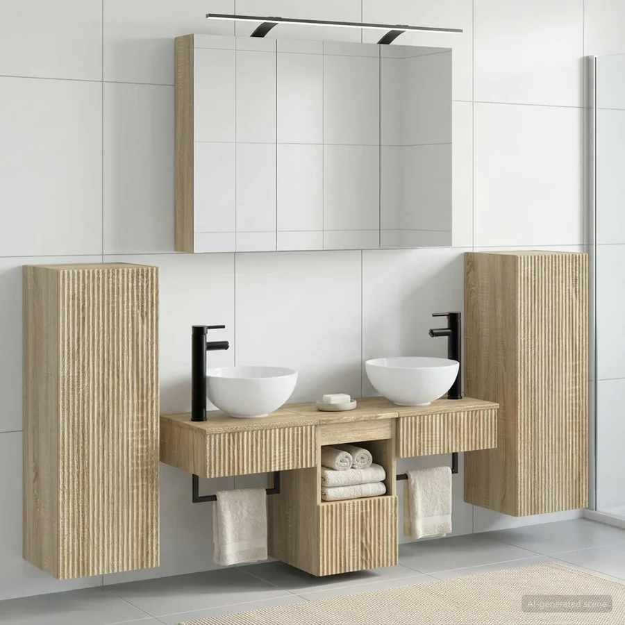 Ensemble de mobilier de salle de bain 6 pcs Chêne Sonoma - 4