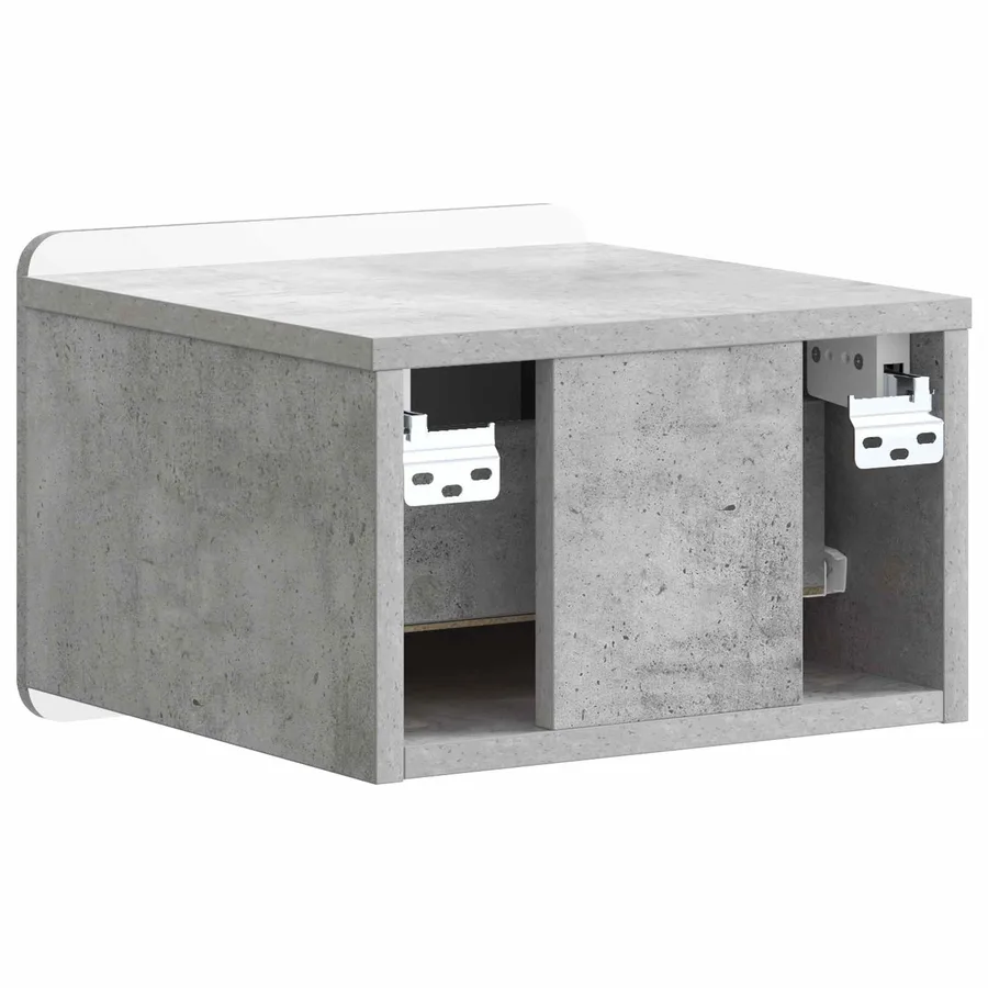 Cabinet de chevet mural Gris béton 33 x 34,5 x 24 cm - 7