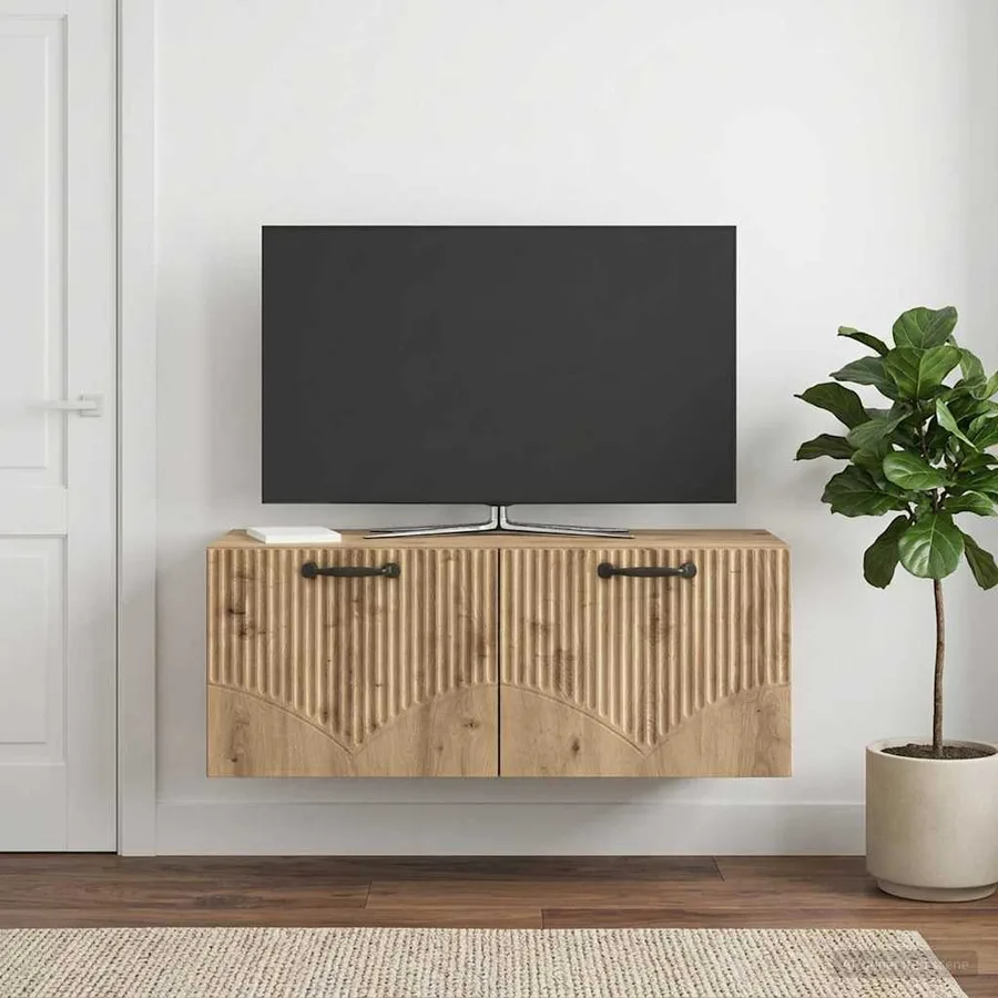 Meuble TV mural 78,5 x 31 x 30 cm Chêne artisanal - 4