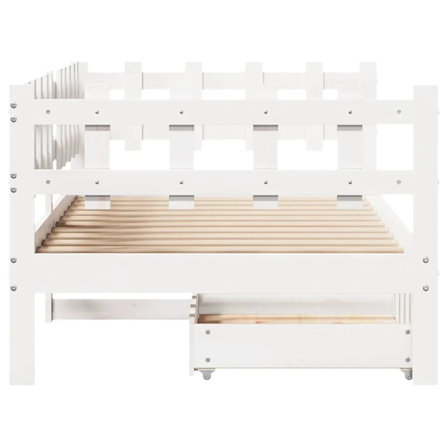 Lit de jour et tiroirs sans matelas blanc 90x190 cm bois massif - 7