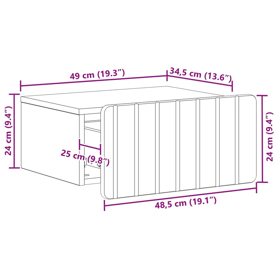 Cabinet de chevet mural 2 pcs Chêne Sonoma 49 x 34,5 x 24 cm - 11
