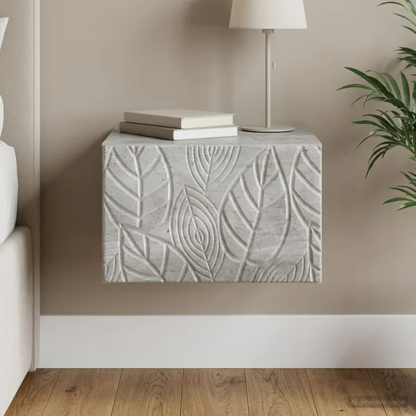 Cabinet de chevet mural Gris béton 49 x 34,5 x 20 cm