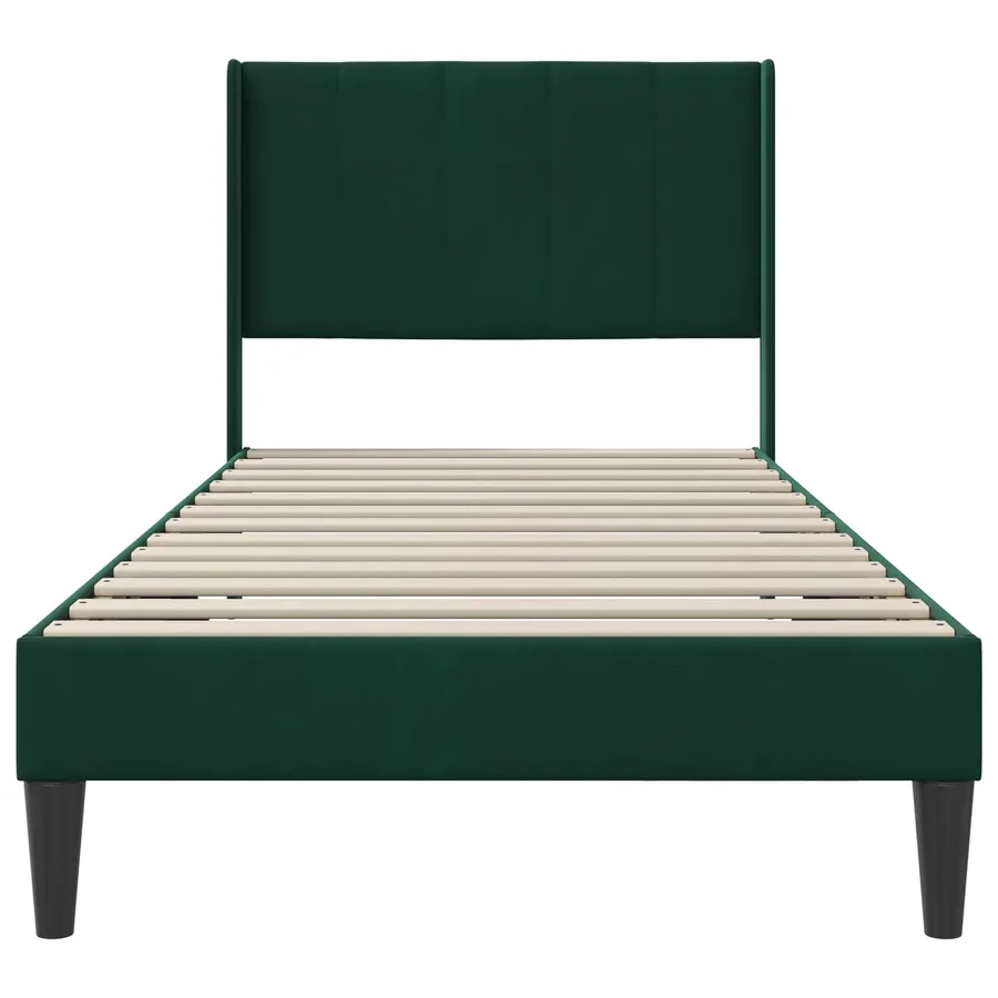 Cadre de lit avec tête de lit Vert foncé 90 x 200 cm Velours - 4