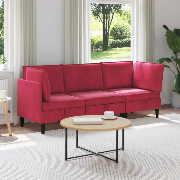 Ensemble de meubles pour le salon 3 pcs Bordeaux Velours