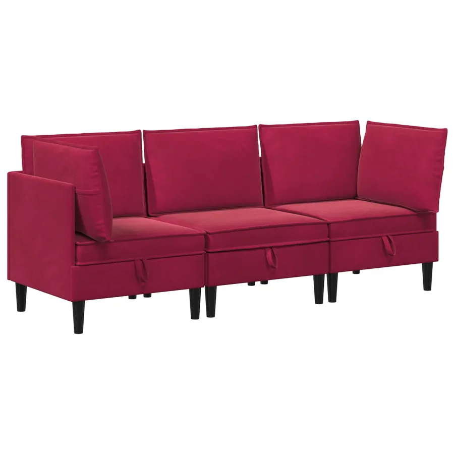 Ensemble de meubles pour le salon 3 pcs Bordeaux Velours - 2