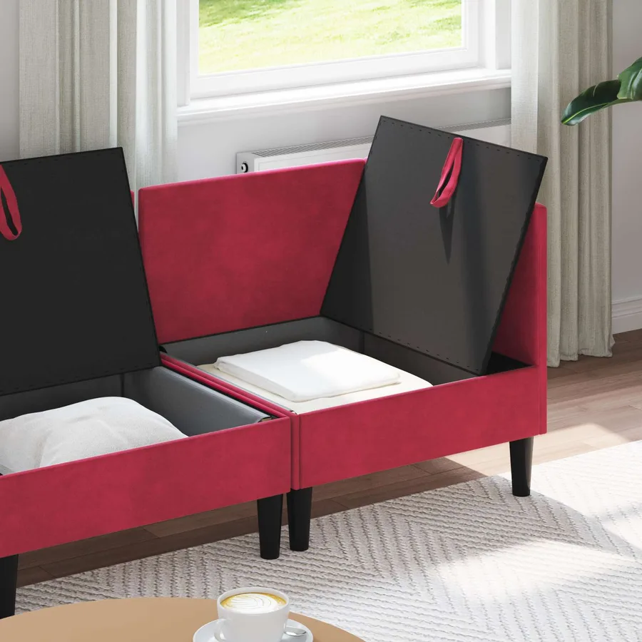 Ensemble de meubles pour le salon 3 pcs Bordeaux Velours - 3