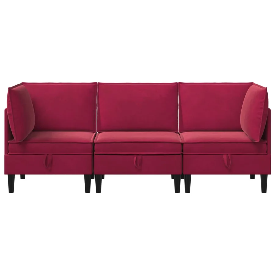 Ensemble de meubles pour le salon 3 pcs Bordeaux Velours - 7