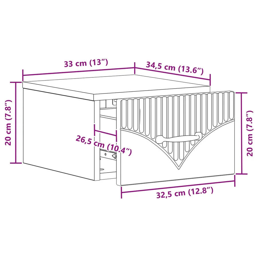 Cabinet de chevet mural 2 pcs Noir 34,5 x 33 x 20 cm - 11
