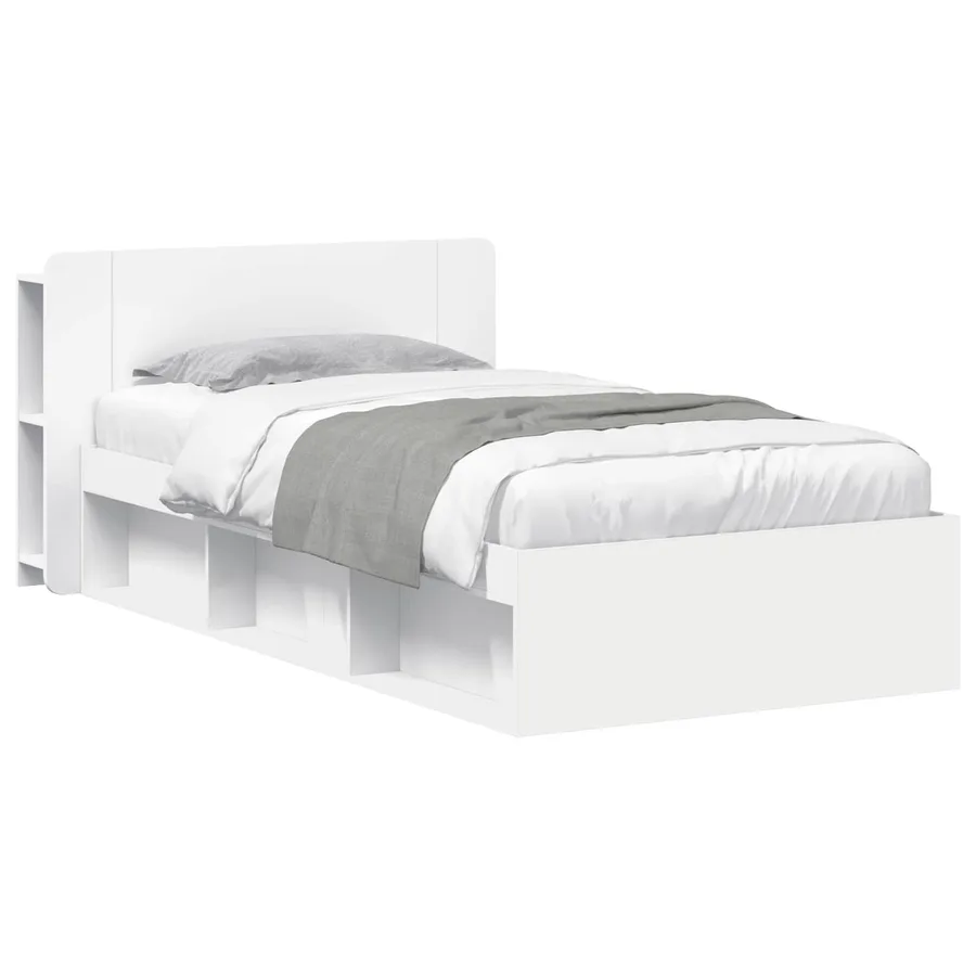 Cadre de lit avec rangement Blanc 90 x 190 cm Bois d'ingénierie - 2