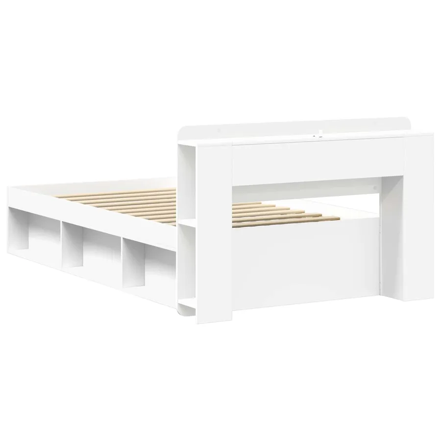 Cadre de lit avec rangement Blanc 90 x 190 cm Bois d'ingénierie - 5