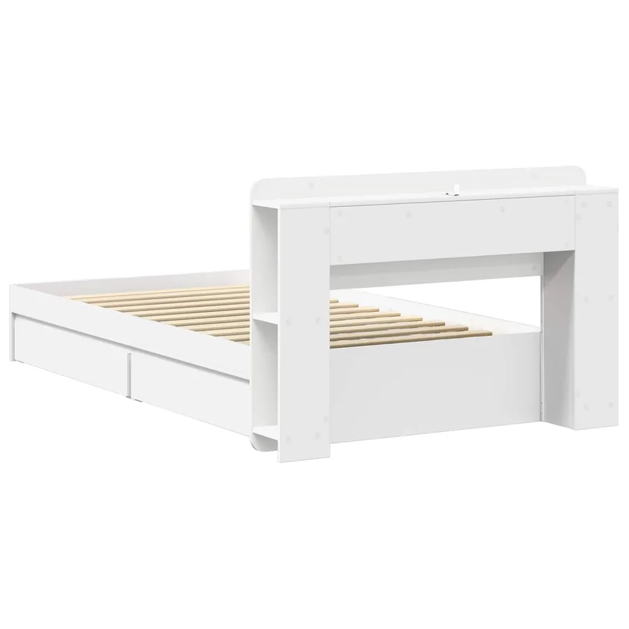 Cadre de lit avec rangement Blanc 90 x 200 cm Bois d'ingénierie - 6