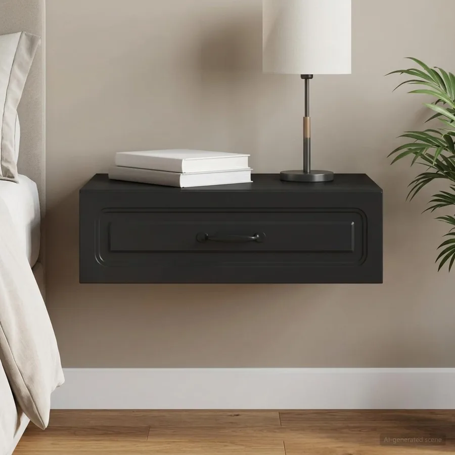 Table d'appoint murale Noir 59 x 34,5 x 17 cm Bois d'ingénierie