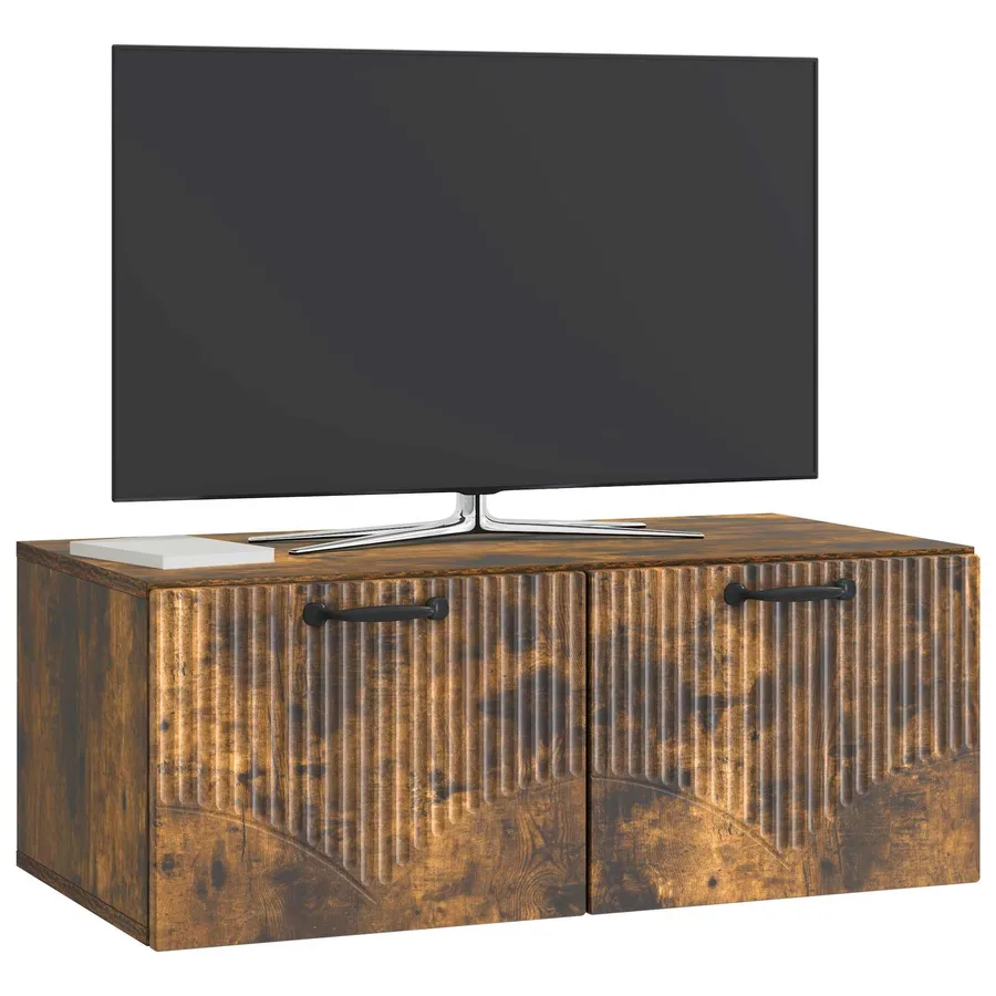 Meuble TV mural Chêne fumé 78,5 x 41 x 30 cm Bois d'ingénierie - 3