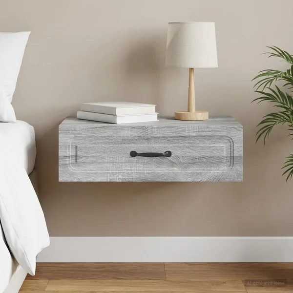 Table d'appoint murale Sonoma gris 59 x 34,5 x 17 cm