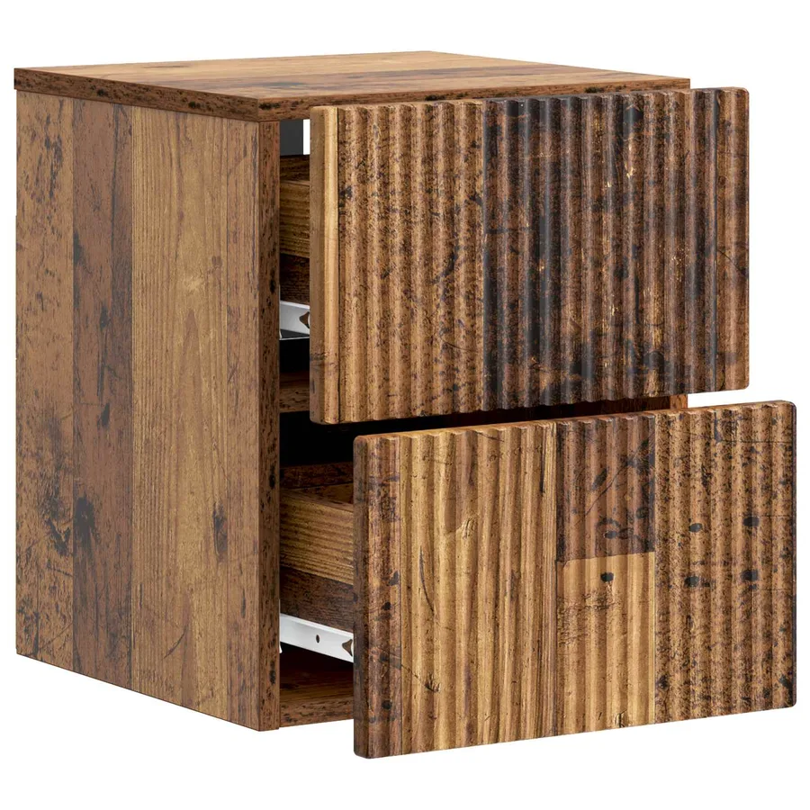 Cabinet de chevet mural Bois ancien 33 x 34,5 x 40 cm - 4
