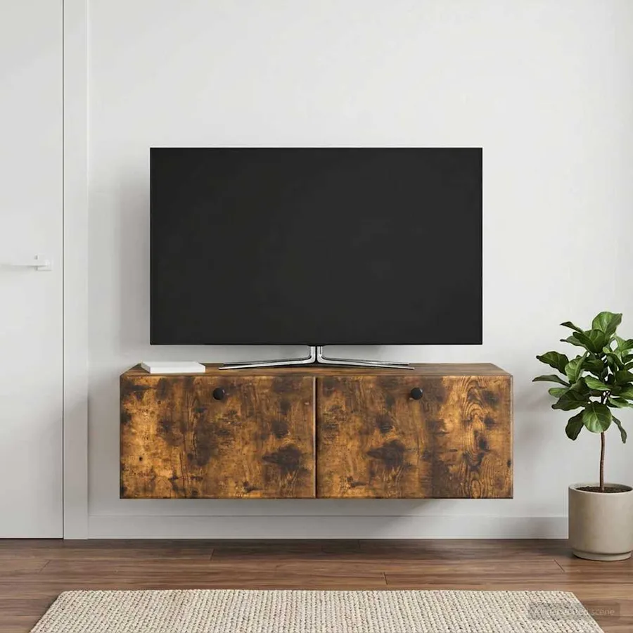 Meuble TV mural 98 x 41 x 30 cm Chêne fumé Bois d'ingénierie - 4