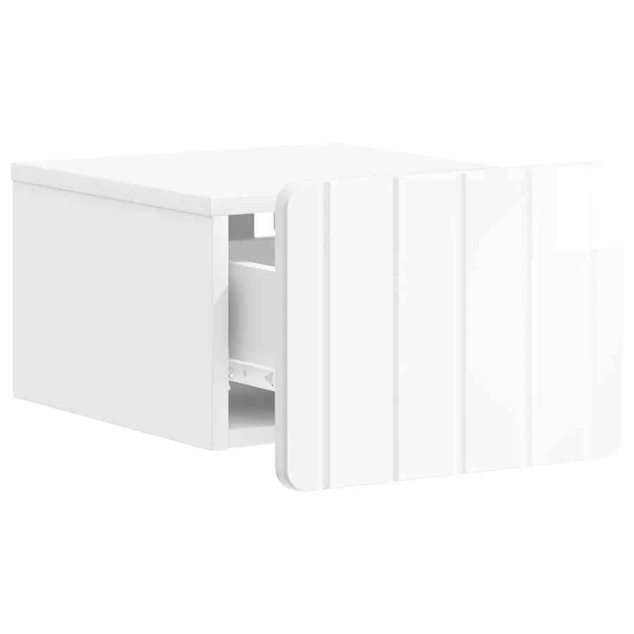 Cabinet de chevet mural Blanc brillant 33 x 34,5 x 24 cm - 4