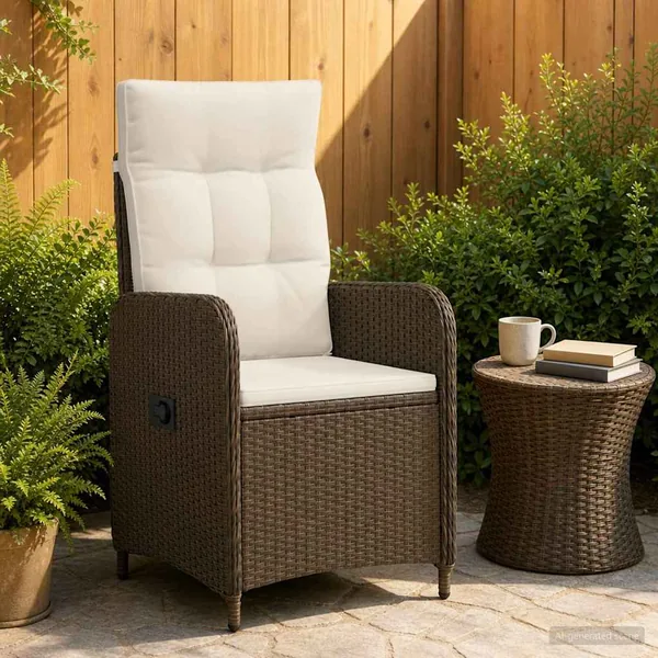 Chaise de jardin inclinable Marron et crème blanche