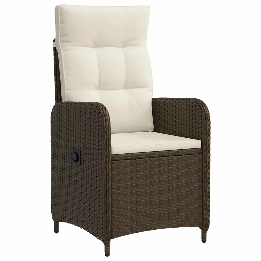 Chaise de jardin inclinable Marron et crème blanche - 2