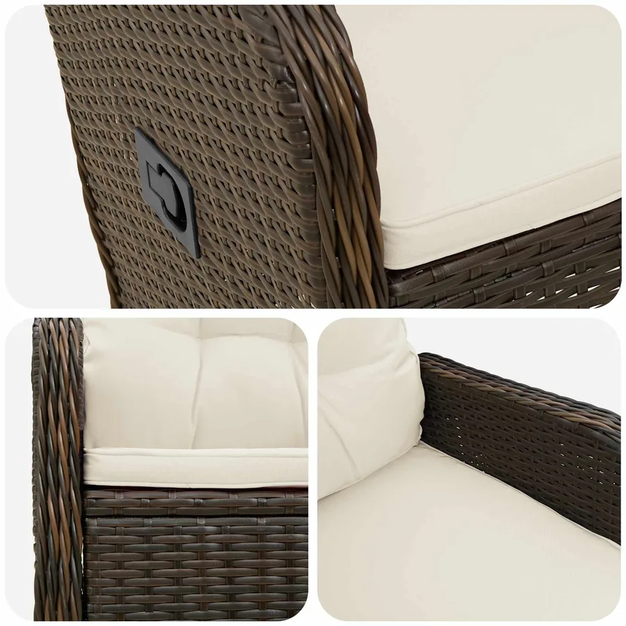 Chaise de jardin inclinable Marron et crème blanche - 7