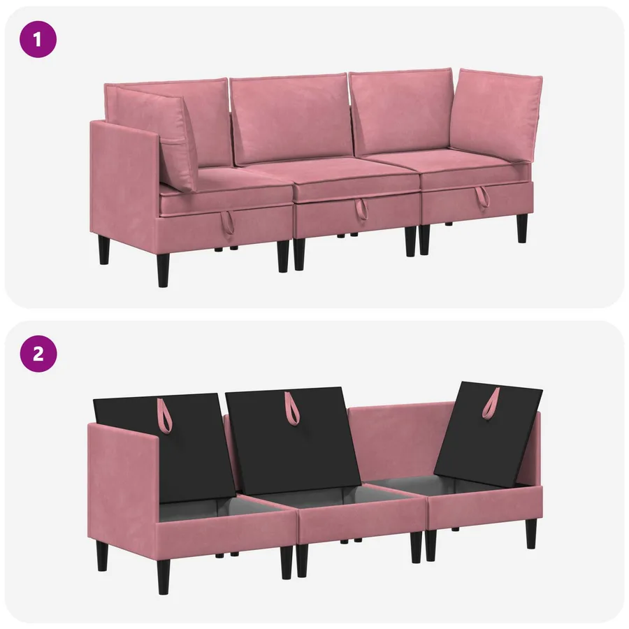 Ensemble de meubles pour le salon 3 pcs Rose Velours - 9