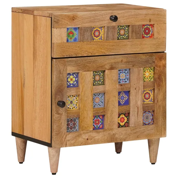 Cabinet de chevet Naturel 50 x 33 x 60 cm Bois de mangue massif