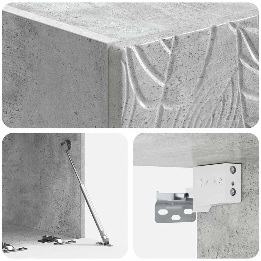 Meuble TV mural 59,5 x 41 x 30 cm Gris béton Bois d'ingénierie - 8