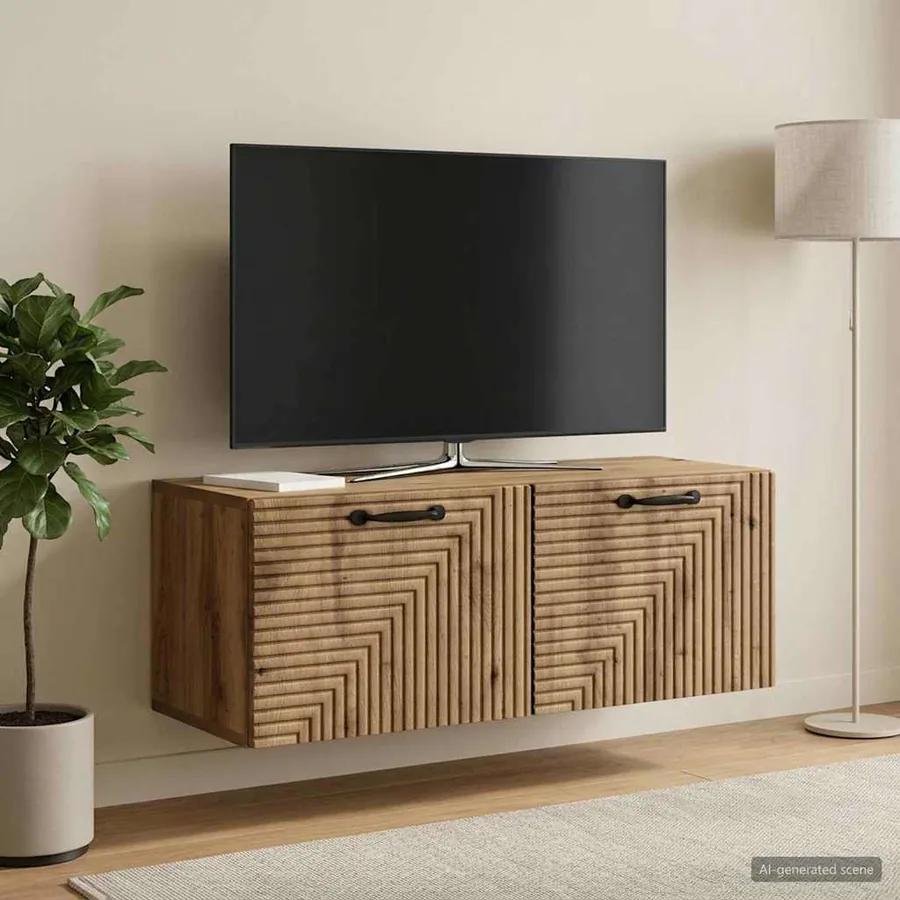 Meuble TV mural 78,5 x 31 x 30 cm Chêne artisanal
