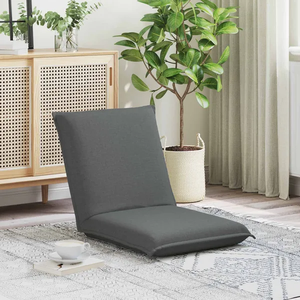 Fauteuil de sol ajustable Gris foncé Tissu