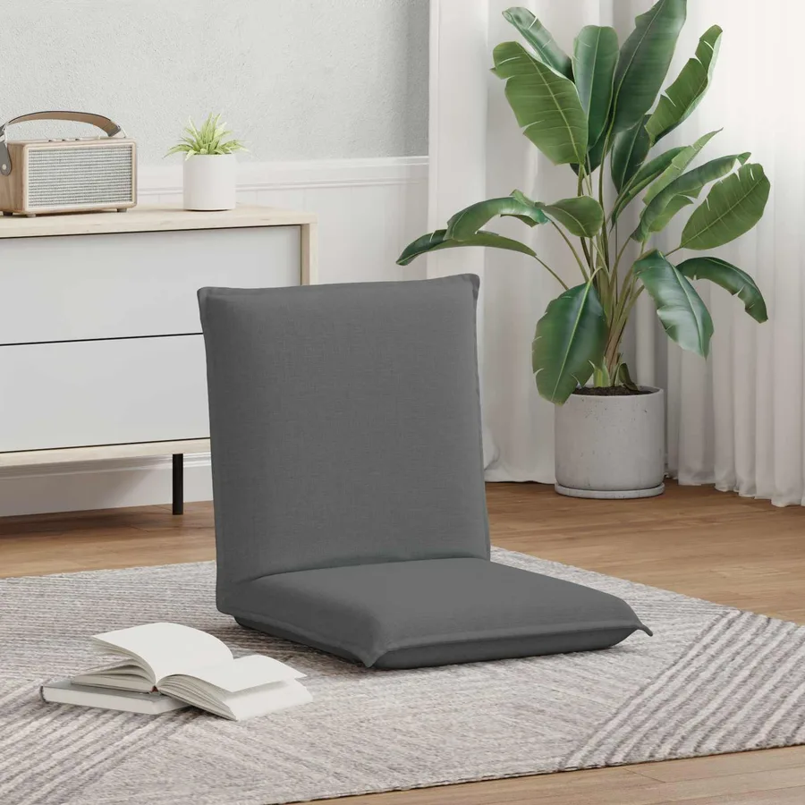 Fauteuil de sol ajustable Gris foncé Tissu - 3